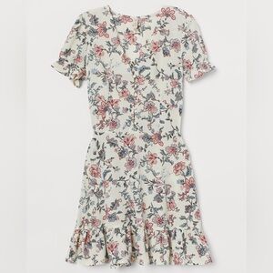 H&M Floral Print Mini MIDI Brunch Bridal Spring Summer Button Corset Dress
